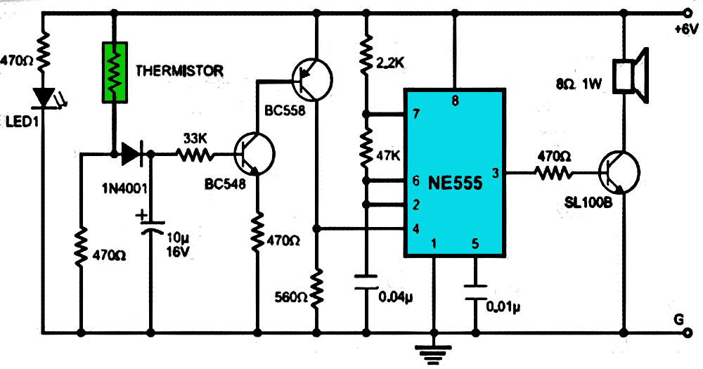 Fire Alarm using NE555 and temperature sensor transpo voltage regulator wiring 