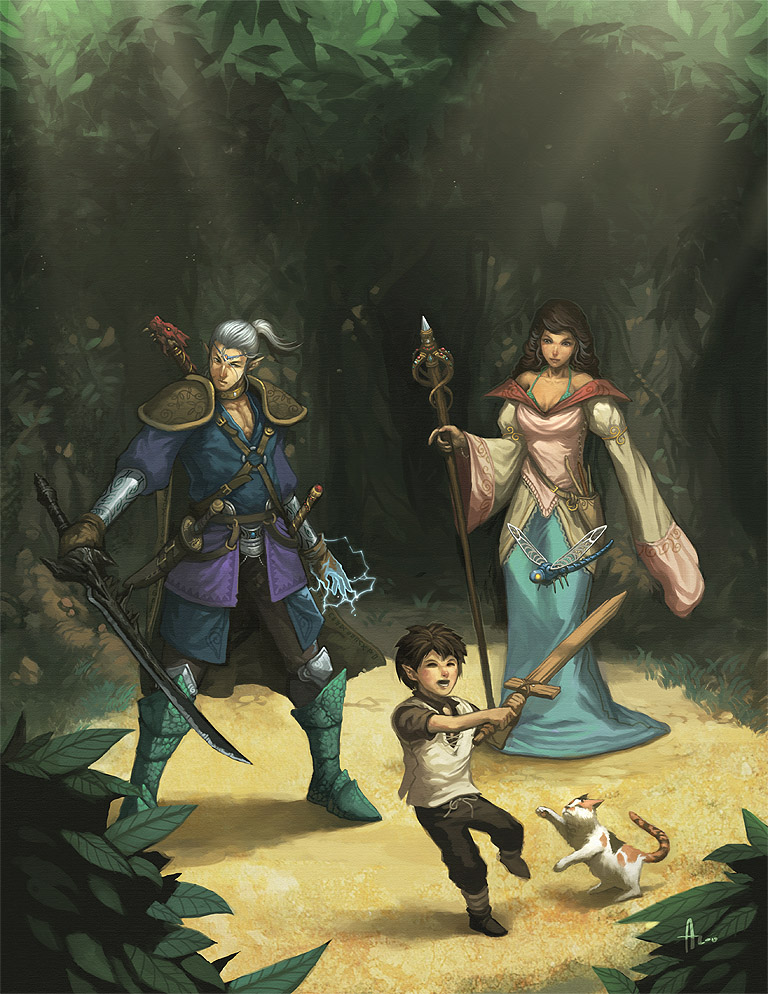 сильмариллион эльфы семья. айон чародей. игра про эльфов стратегия. юмористическая фантастика иллюстрации. красивая игра эльфы.
