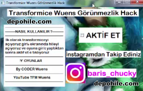 Transformice Chucky Görünmezlik Hilesi 08.09.2018 Türkçe