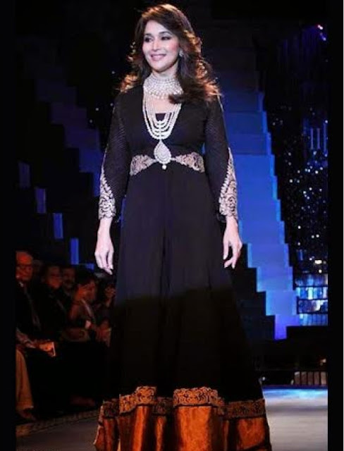 Madhuri Dixit In Designer Black Anarkali Suit Walk At IIJW