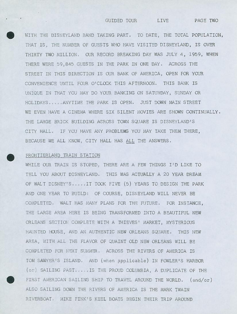 Vintage Disneyland Goodies: 1962 Guided Tour Script