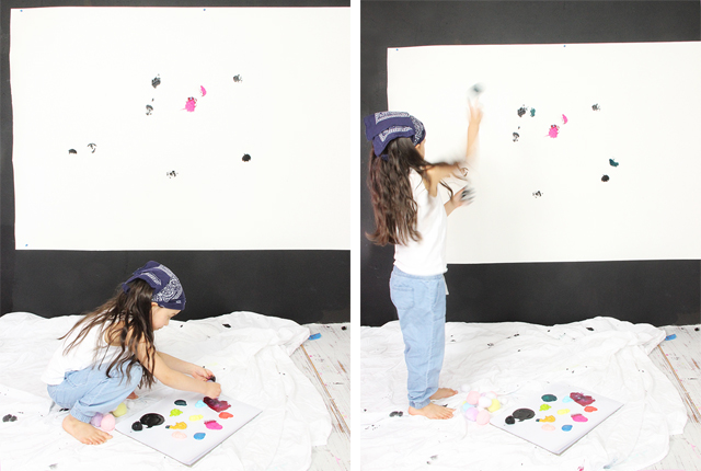 creating with a kid: pom pom painting