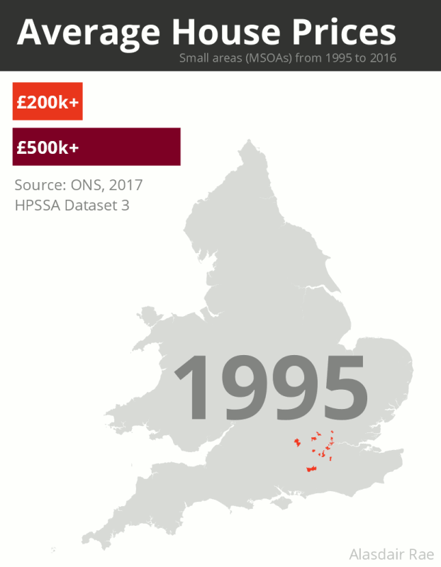 Stats, Maps n Pix Local House Price Growth in England and Wales, 1995 to 2016
