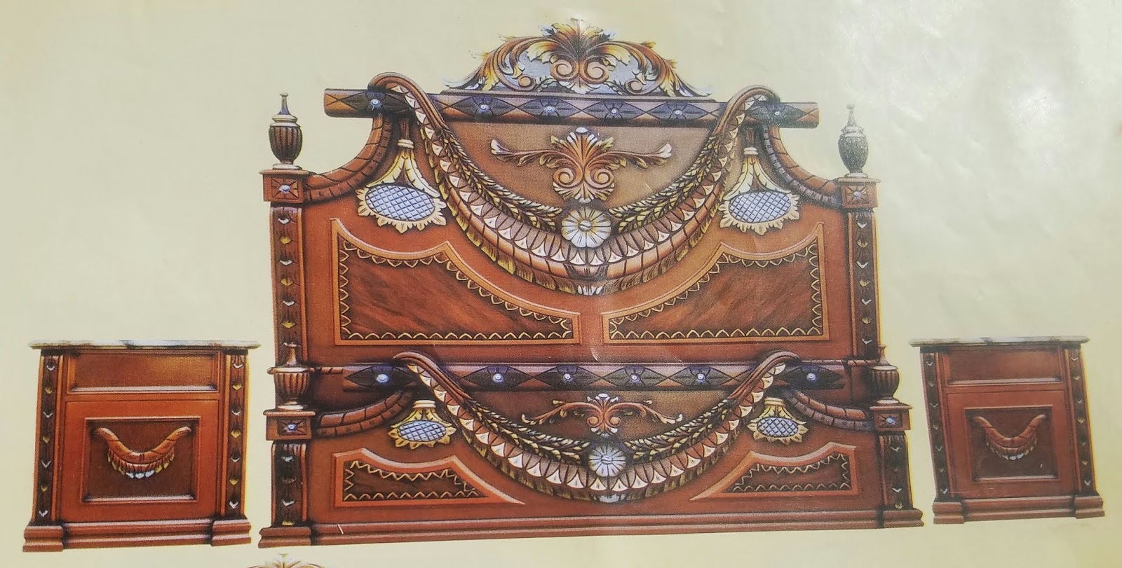 Modern Chinioti Bed Set Designs in Catalogue Collection Peshawar