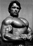 Arnold Schwarzenegger posing his biceps