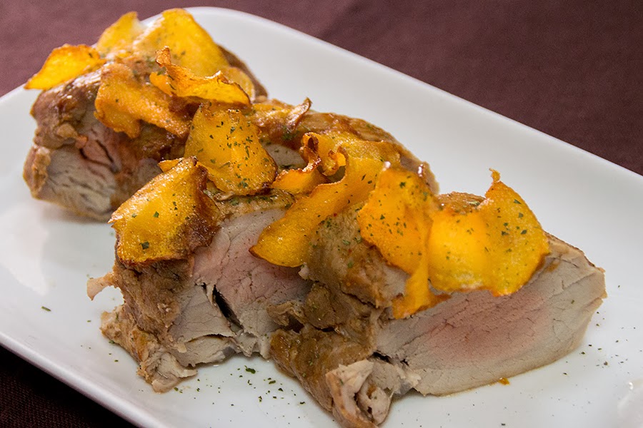 Solomillo con chips de calabaza