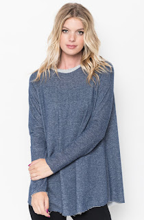 Shop for Navy Raw Edge Zipper Tunic Online Final Sale $18 on caralase.com