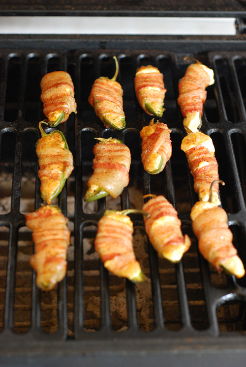 bacon wrapped cheese stuffed jalapenos on the grill
