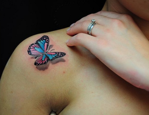 Do Ombro Pequena Tatuagem De Borboleta