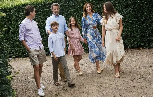 Crown Princess Mary wore a new mosaic patterned silk dress from HM. Princess Isabella wore a new striped short sleeve midi dress from Munthe