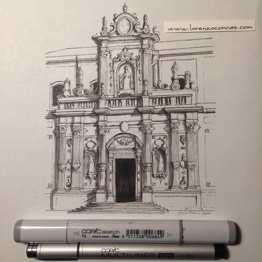 16-Duomo-di-Lecce-Lorenzo-Concas-Architectural-Drawings-of-Historical-Buildings-www-designstack-co