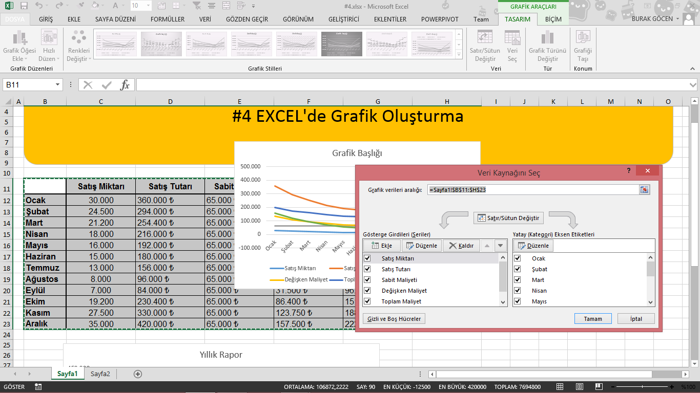 4 EXCEL�de Grafik Oluşturma Bak Bilgilere!