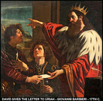 David gives the letter to Uriah - Giovanni Barbieri - 17th Century