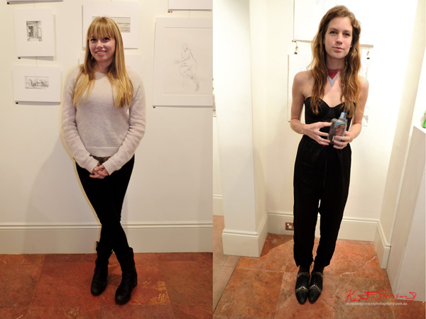 Two outfits with black pants and boots - Art Opening - Street Fashion Sydney
