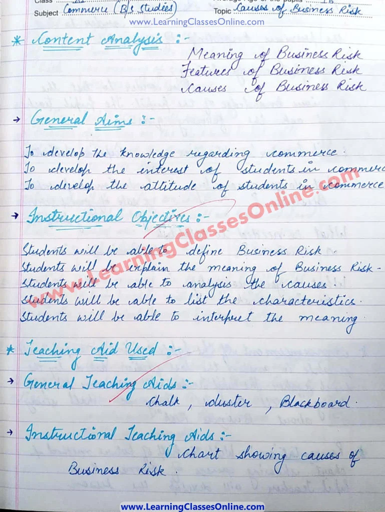 Lesson Plan For Commerce Teachers