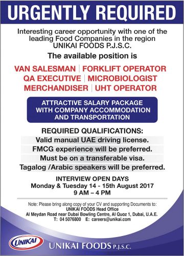 Forklift Operator United Arab Emirates Walk In Interview Open Day On Monday Tuesday 14 15th August 2017 9 Am 4 Pm Jobalert