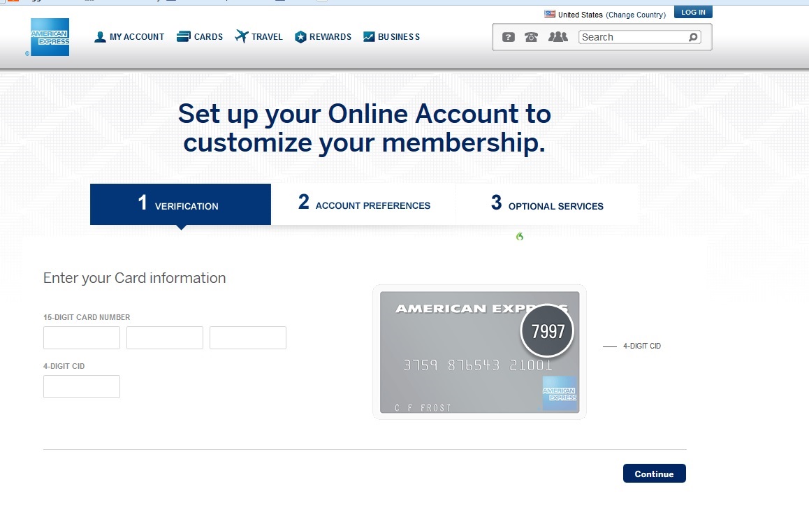 T me card infos. American Express account. Enter your credit Card information. USA rewards American Express Card.