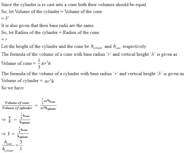 Surface area and volume class 10 formula