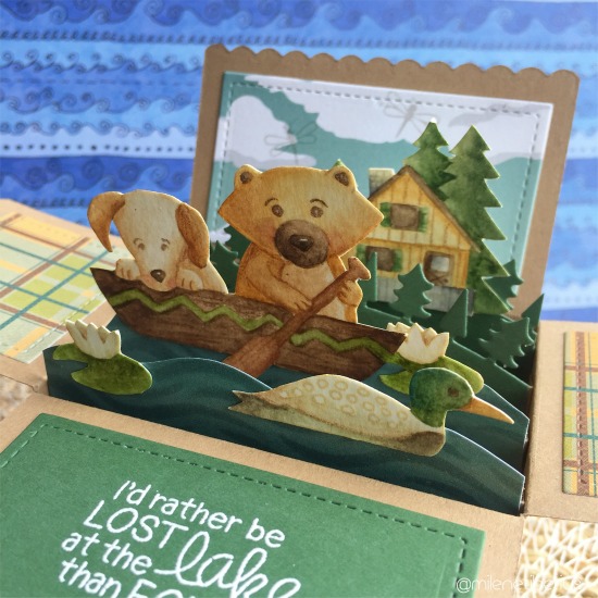 Lost at the Lake Pop-up Box Card by July Guest Designer Milene Tiberius  | Winston's Lake House by Newton's Nook Designs #newtonsnook #handmade