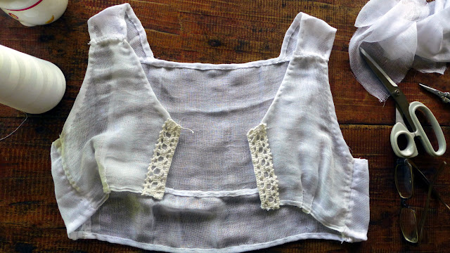 Gauze garment with crochet trim