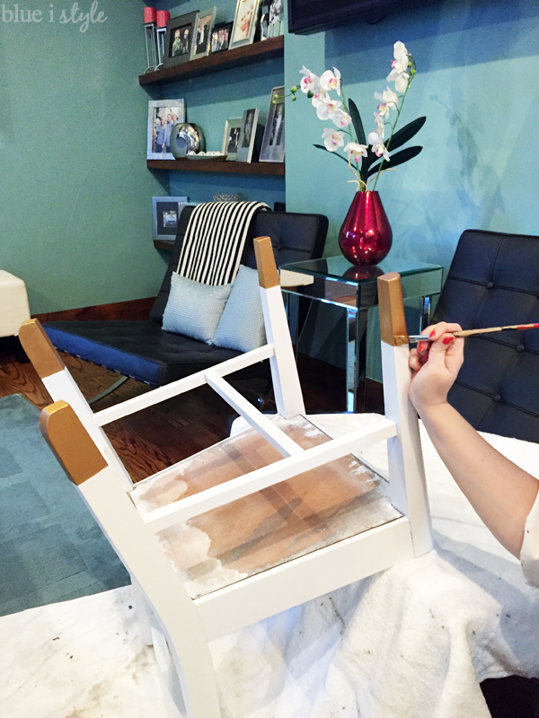 {diy with style} 1920s Desk Chair Gets a Chic New Look Blue i Style