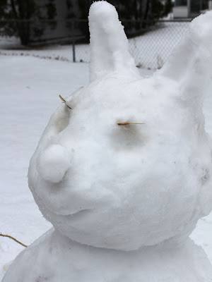 closeup of a snowman rabbit