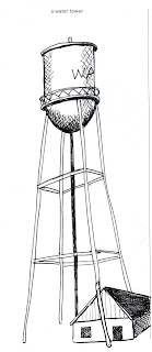 642 Things to Draw 52 - A Water Tower - Pen and Ink rendered by Ana Tirolese ©2012