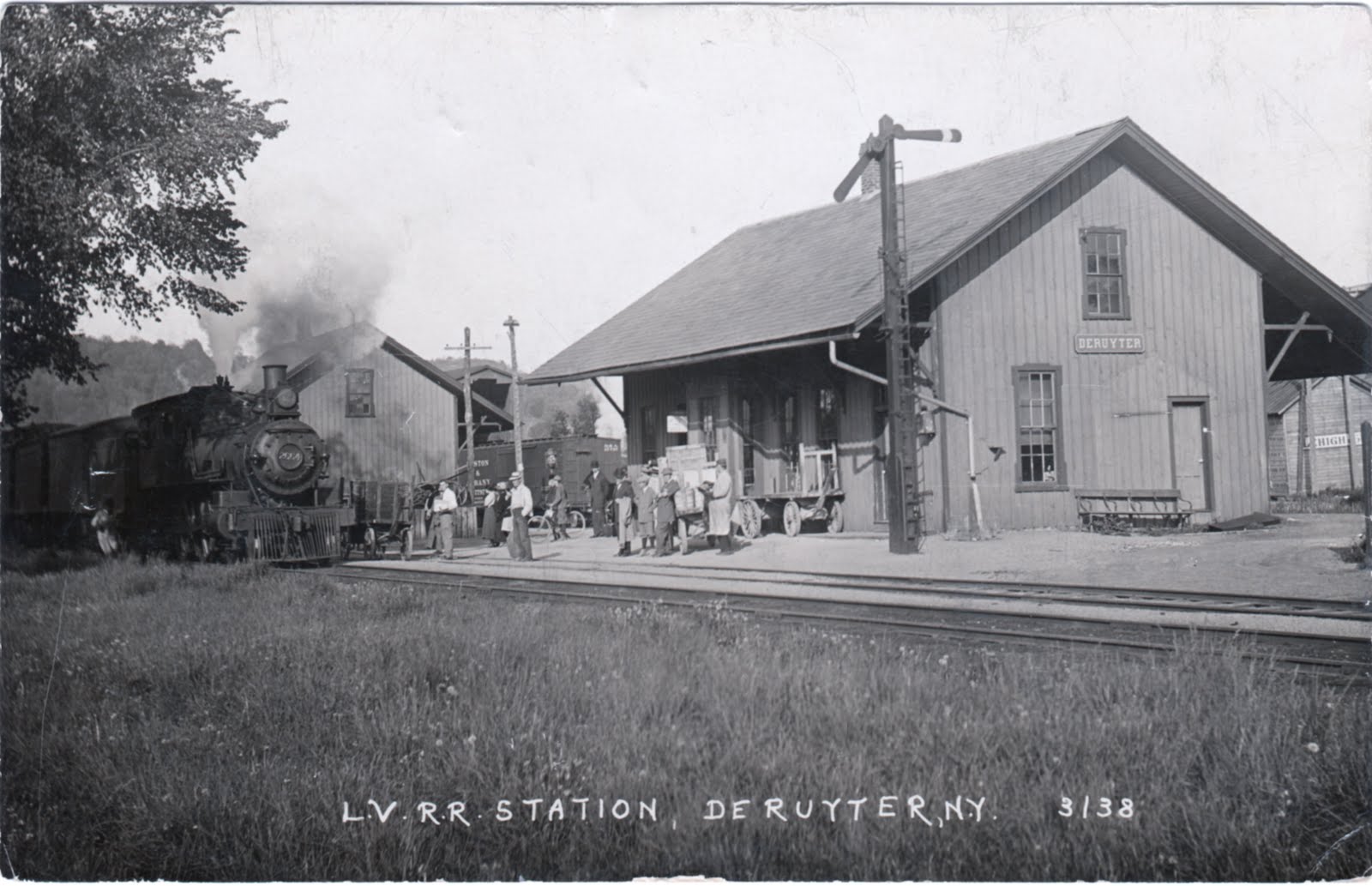 Vintage Railroad Pictures Train arrives in DeRuyter about 1908