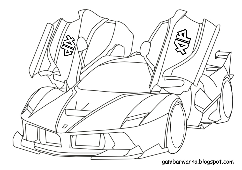 Gambar mewarnai mobil ferrari - Gambar mewarnai