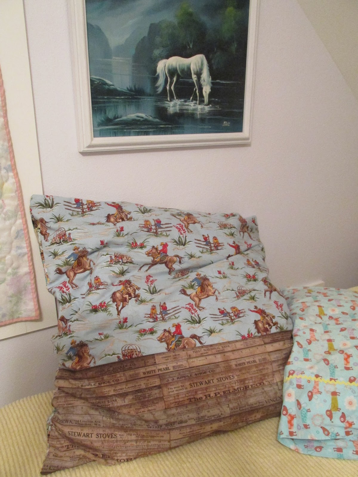 Adrienne and Co. Sewing a duvet cover...to make a large pillow out of