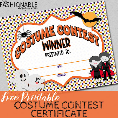 My Fashionable Designs Free Printable Costume Contest Certificate