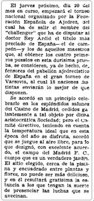 Semifinal del Campeonato de España de Ajedrez de 1935, El Sol, 16 de junio de 1935
