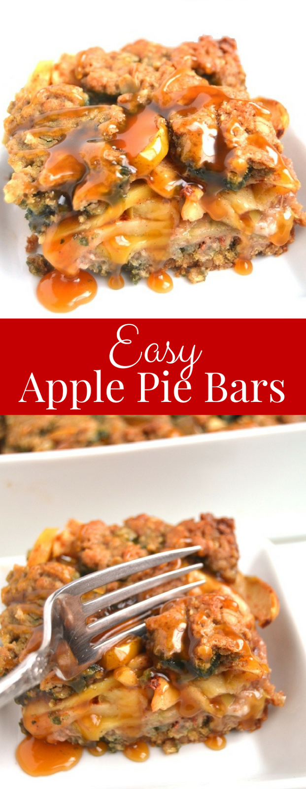 Easy Apple Pie Bars feature a layered whole-grain flavorful crust with soft and gooey apples for the perfect simple dessert! www.nutritionistreviews.com