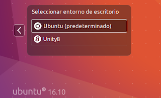 Pantalla inicio Ubuntu16.10