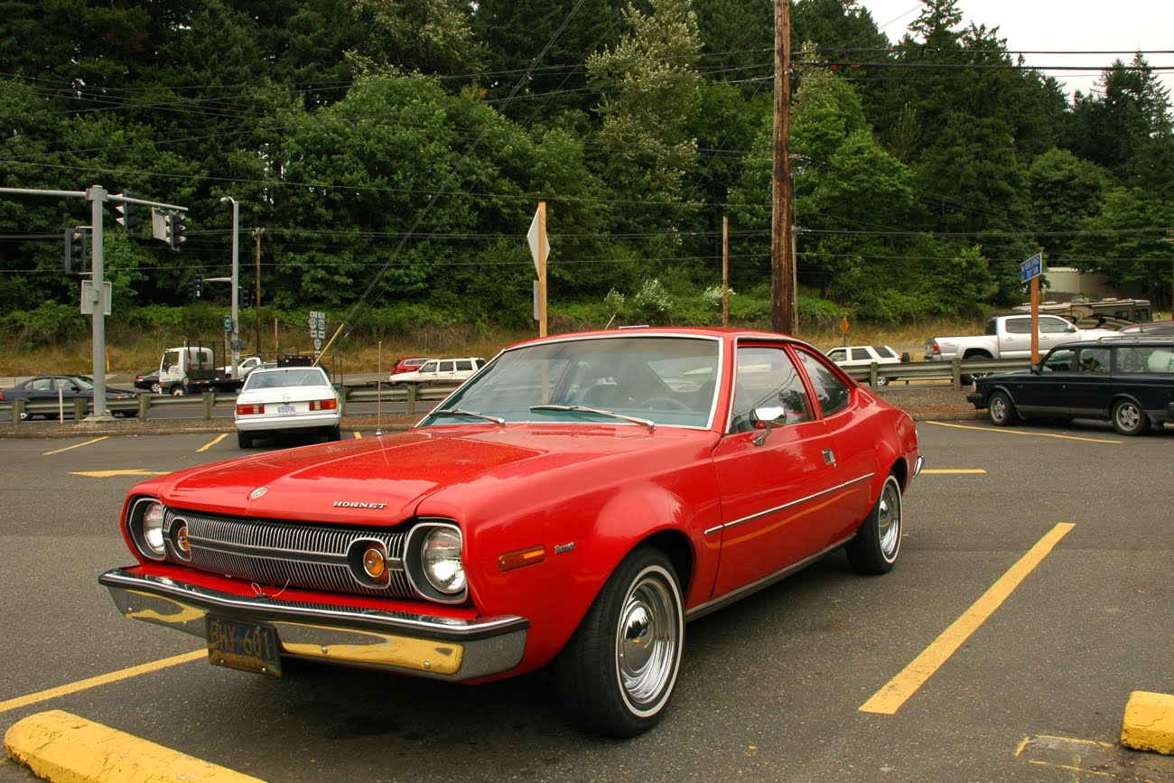 OLD PARKED CARS.: 1973 AMC Hornet Hatchback.