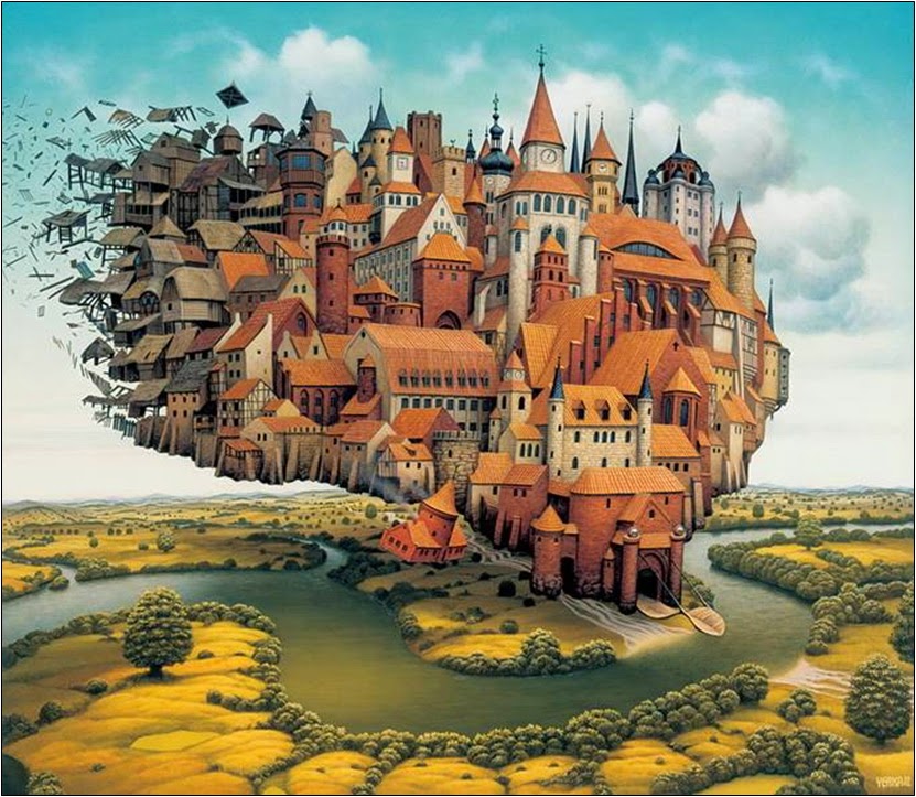 A Cidade Está Pousando - Jacek Yerka e seu surrealismo fantástico ~ Polonês