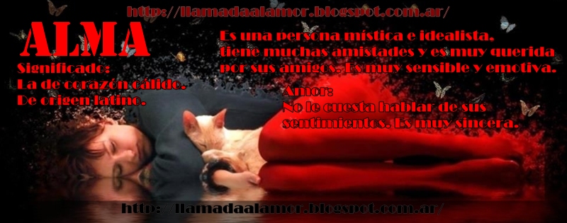 PORTADA,NOMBRE Y SIGNIFICADO ALMA - LLAMADA AL AMOR
