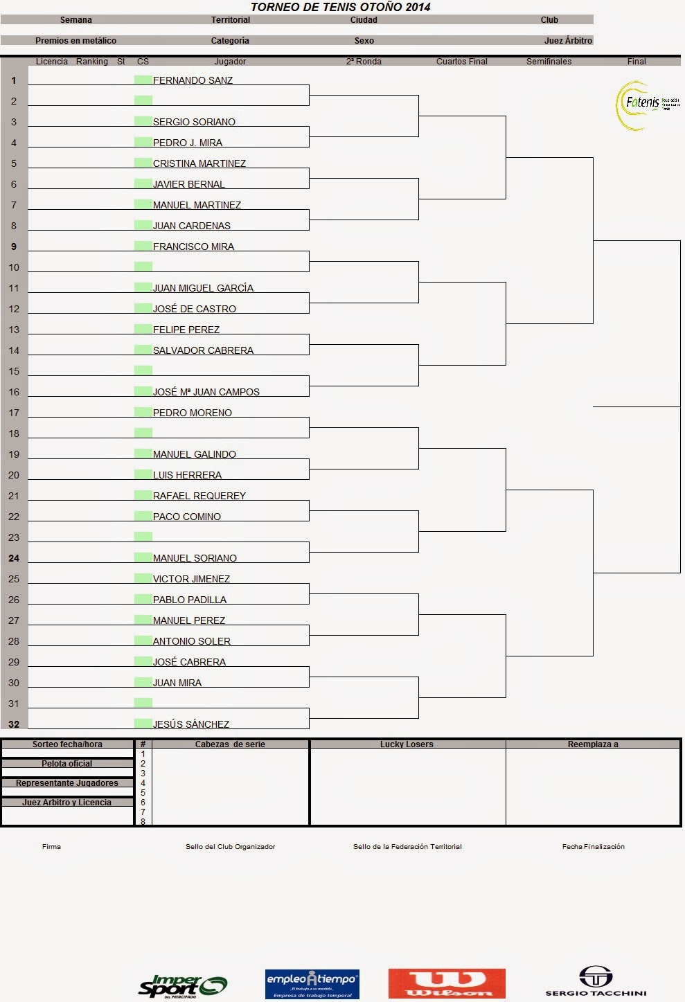 Bailén Deporte TORNEO DE TENIS DE OTOÑO 2014 1ª RONDA Bailén Deporte TORNEO DE TENIS DE OTOÑO 2014 1ª RONDA