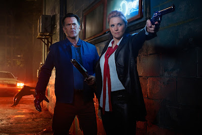 Bruce Campbell and Lucy Lawless in Ash Vs. Evil Dead