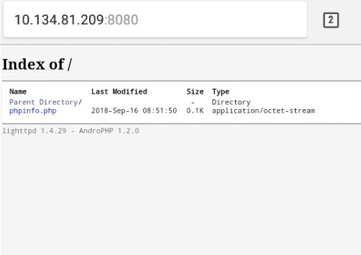 Menjalankan android via browser hp Localhost android server