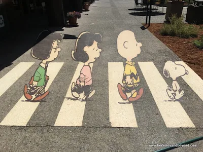 Peanuts characters crossing the street outside Snoopy's Home Ice/ Redwood Empire Ice Arena in Santa Rosa, California