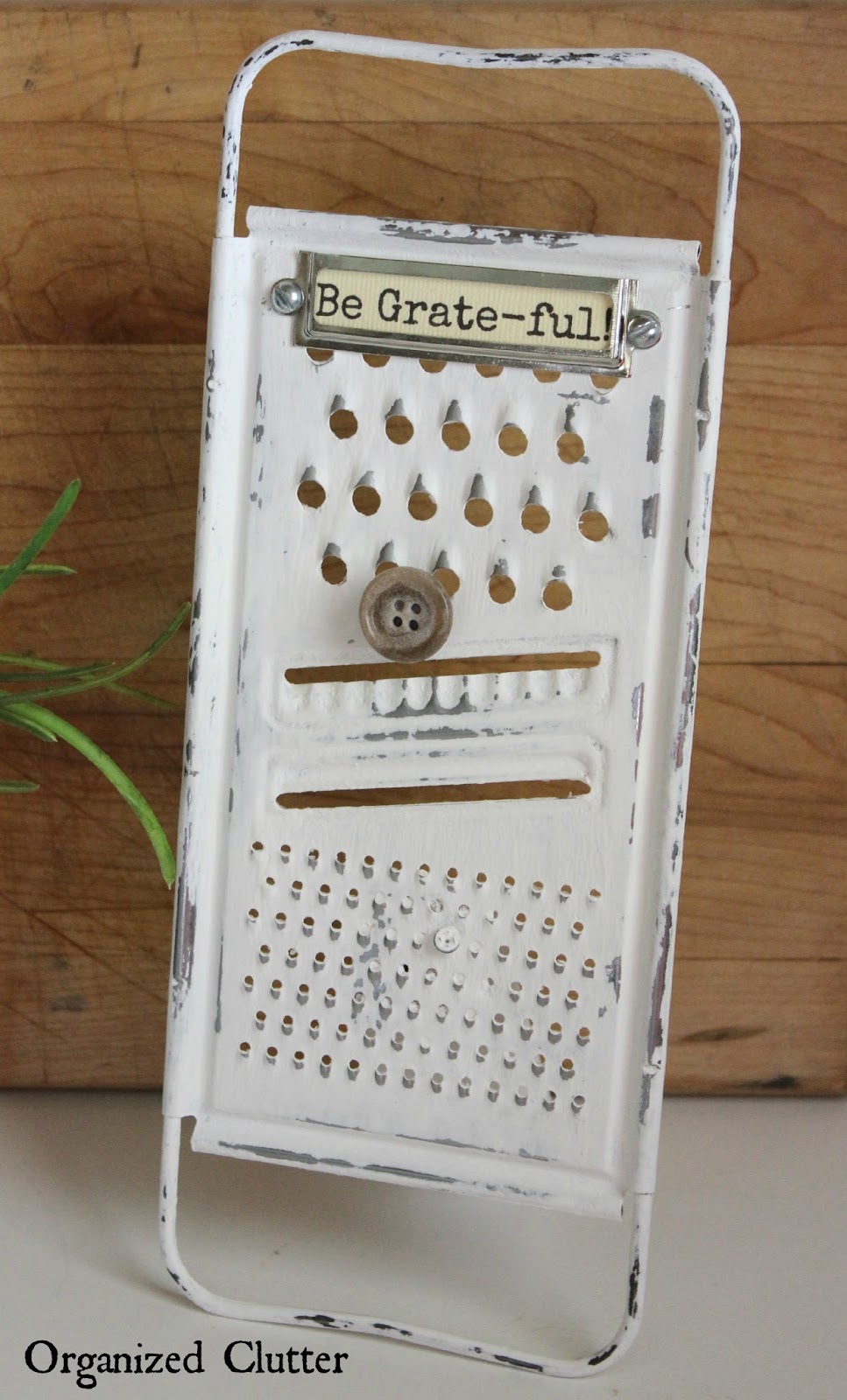 Repurposed Grater Photo or Recipe Card Stand www.organizedclutter.net