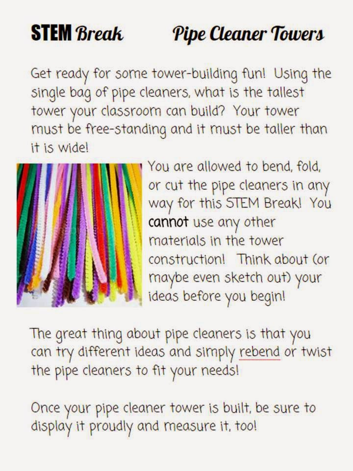 Growing a STEM Classroom STEM Break with Pipe Cleaners