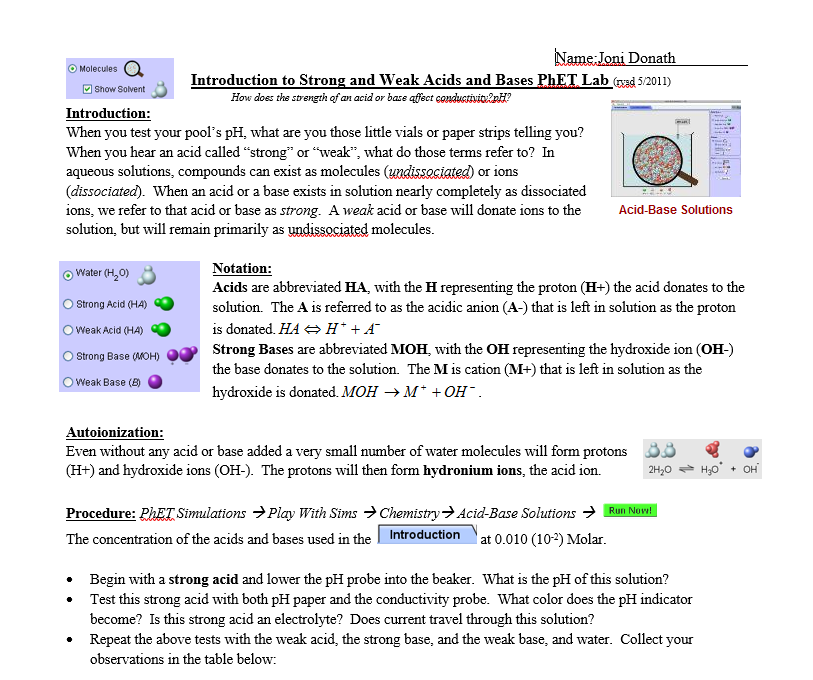 Phet Acids And Bases Worksheet Ph Scale Basics / Use these acids and