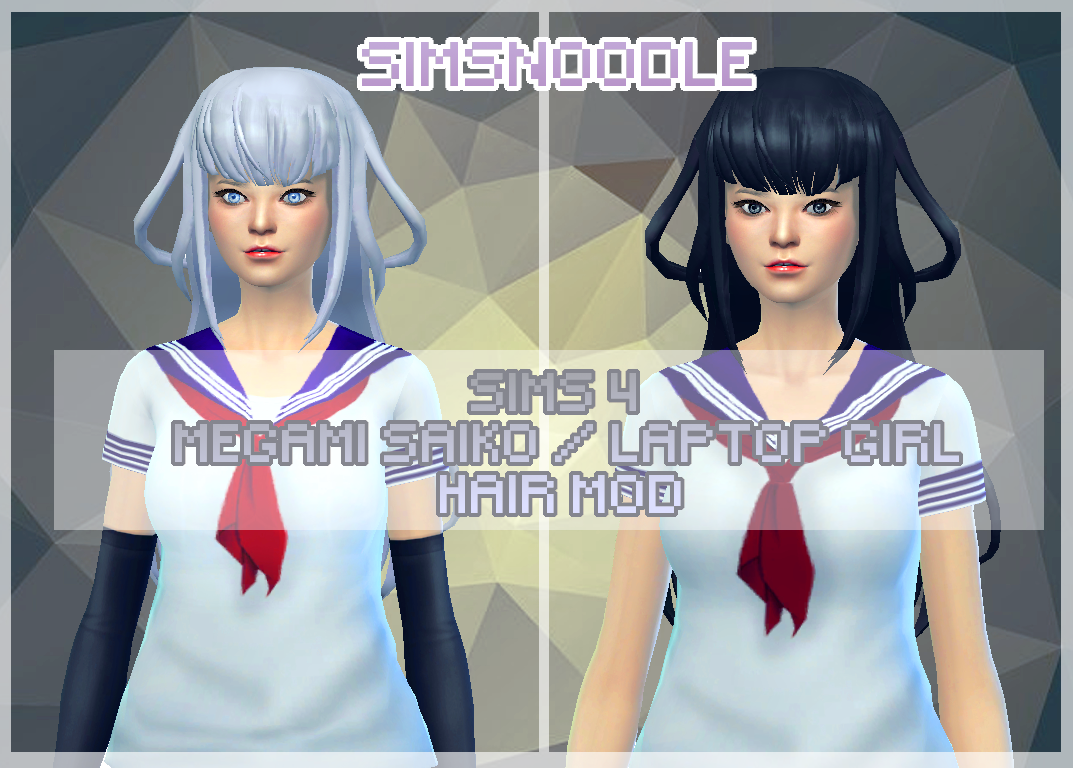 Sims 4 Mod - Yandere Simulator - Megami Saiko/Laptop Girl Hair mod.