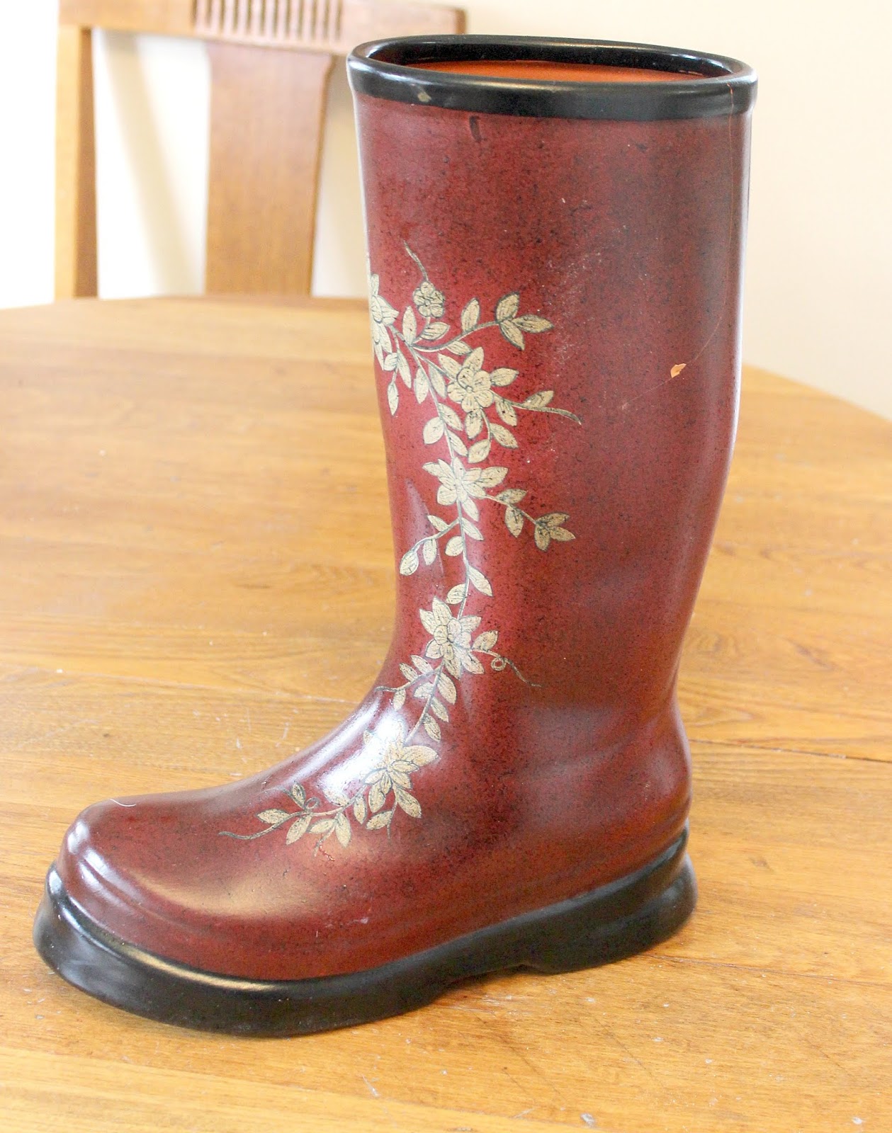 UpCycled Ceramic Boot Vase/Flower Pot Organized Clutter