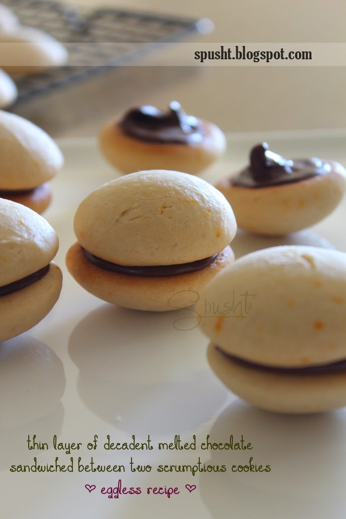 Spusht Vanilla Sandwich Cookies with Chocolate Filling Eggless Baking