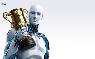 Eset Nod32 Robot Holding Cup HD Wallpaper