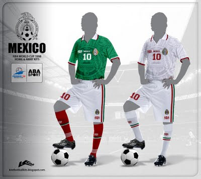 Mexico+Home+and+Away+Kits+World+Cup+1998