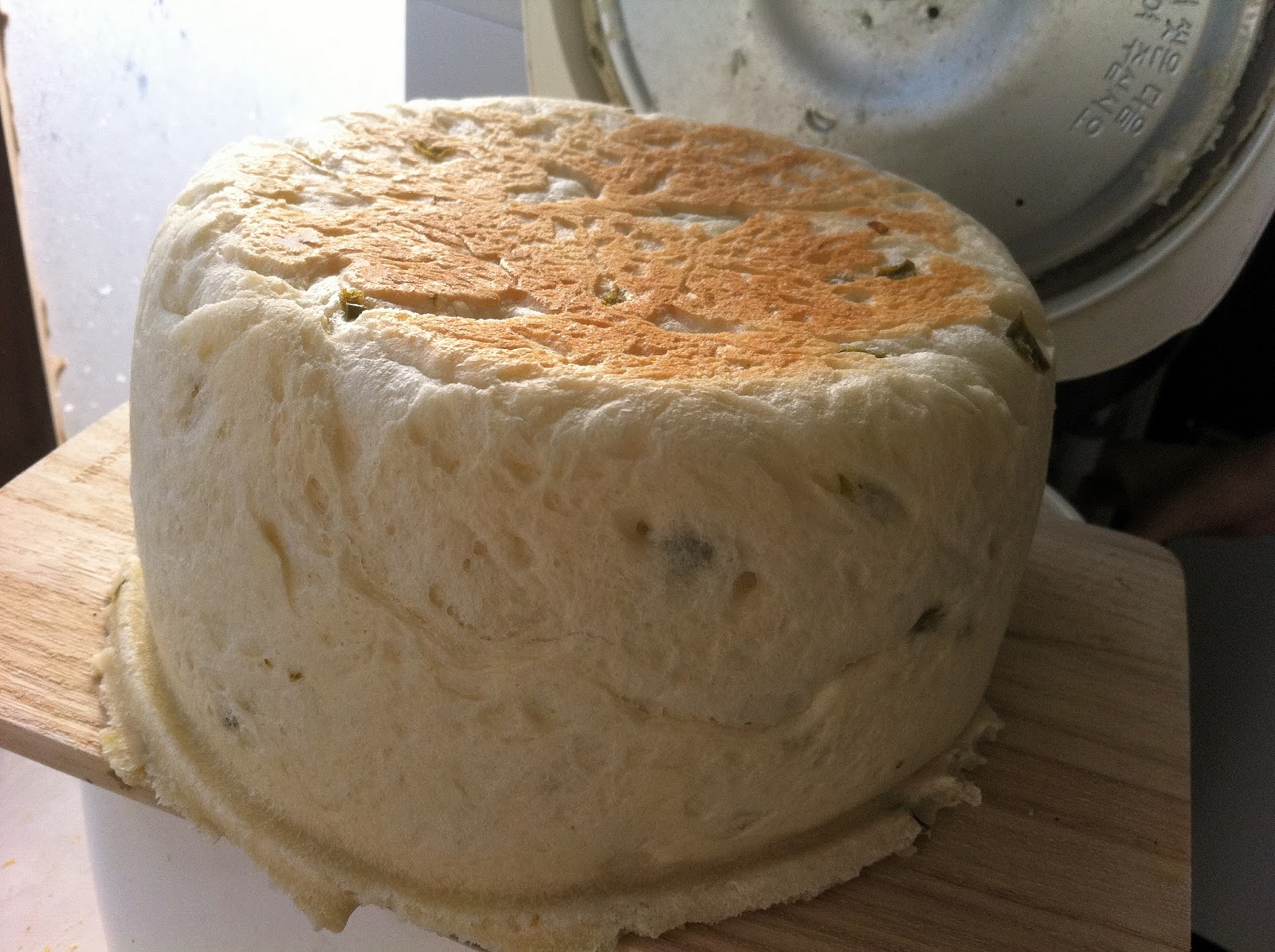 Knifing Forking Spooning Jalapeno Bread in a Rice Cooker